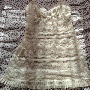 Cream Lace Mini Dress